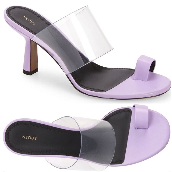 NEOUS Chost Toe Loop SANDALS Size 38 8 Lilac Purple Leather Transparent NEW $630